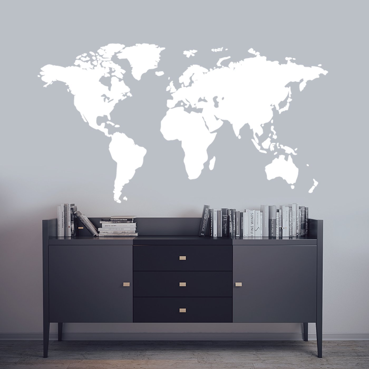 World Map Wall Art Sticker, Modern Room Decor, Removable Vinyl Decal