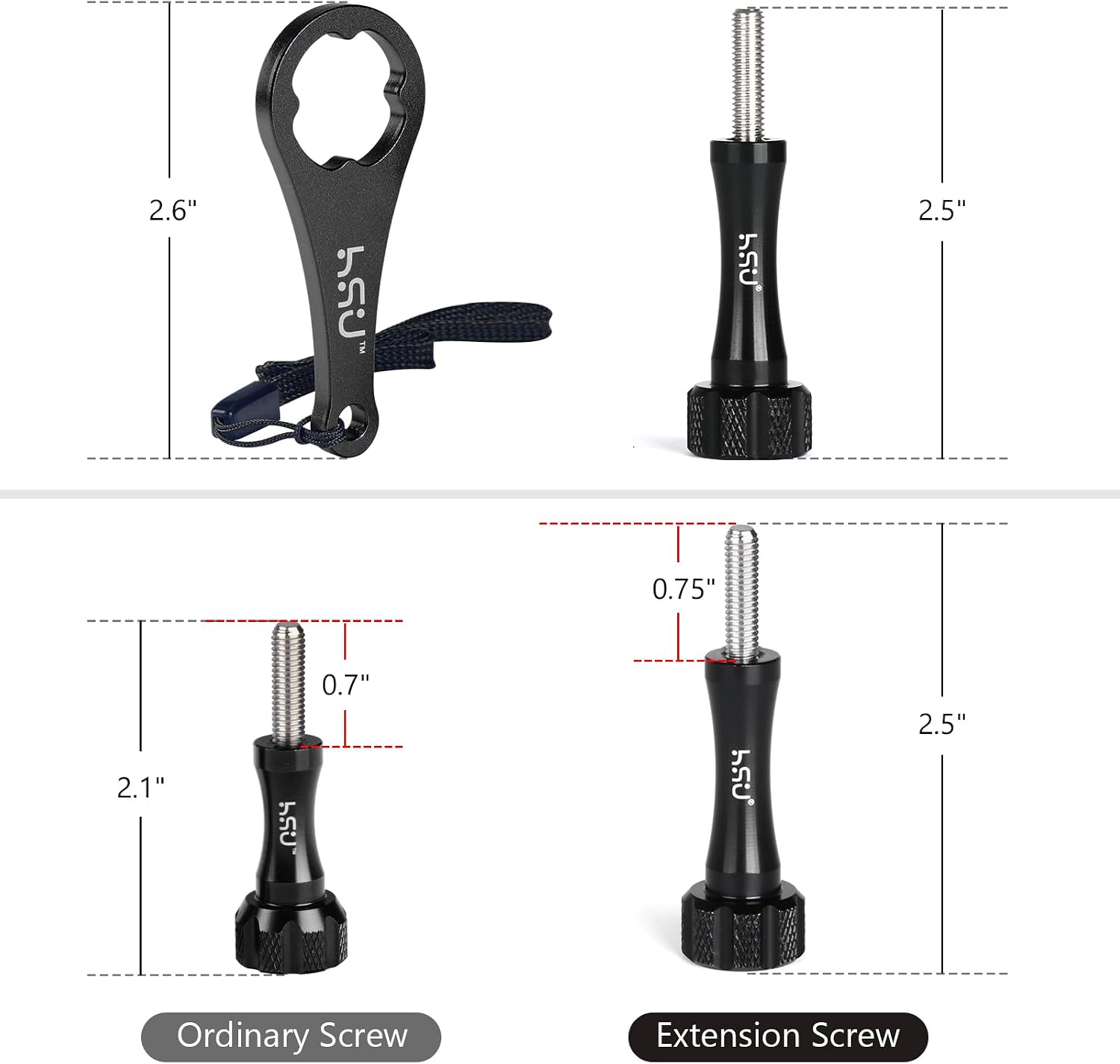 HSU Aluminum Alloy Thumbscrew Set (Extension)+ Wrench (Black) image 2