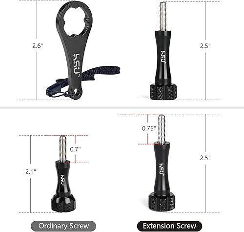 Miniatura 2 de HSU Juego de tornillos de mariposa de aleación de aluminio (extensión) + llave para GoPro Hero 12, 11, 10, 9, 8, 7, 6, 5, 4, compatible con GoPro