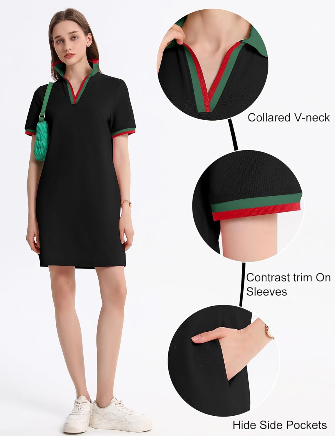 Kissonic Polo Dresses for Women Short Sleeve Tennis Golf Dress V Neck Summer Casual Dress with Pocket - Image 6