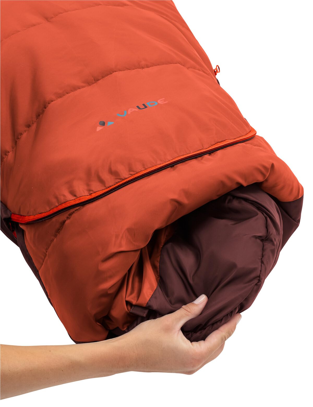 Vaude Kobel Adjust 500 II Syn - Saco de Dormir Unisex Juvenil (Dark Cherry Left) | Saco de dormir infantil para acampada con ajuste de longitud – Saco de dormir infantil 130-165 cm – Corte momia