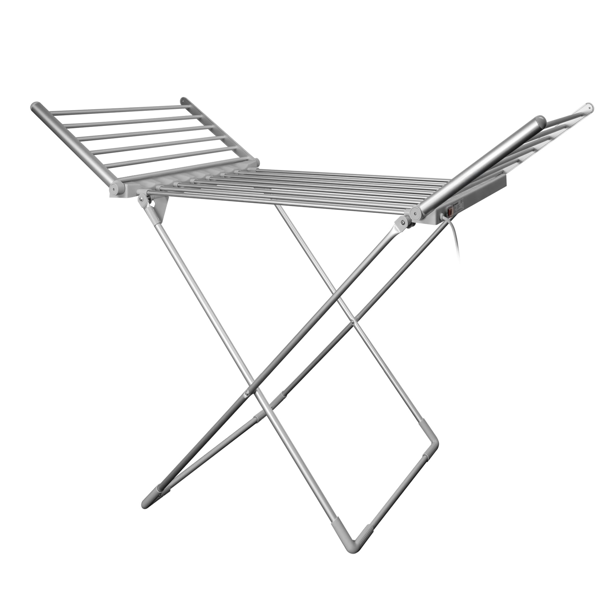 Daewoo HEA1874 Foldable Portable Heated Clothes Airer-230W, 15kg Max Load, 1.4m Cable, Low Running Costs and Folded Wings-White, Aluminium
