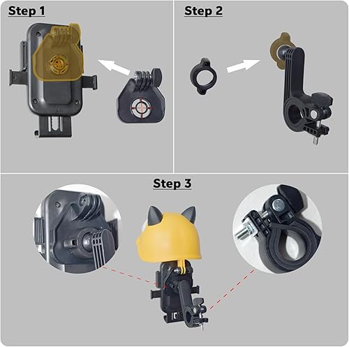 Miniatura 8 de Soporte de teléfono para bicicleta eléctrica, motocicleta, soporte para teléfono celular con casco, accesorios para bicicleta eléctrica, rotación de