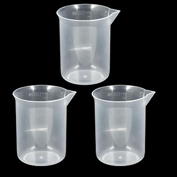 Bivethoi Plastic Beakers, 100ML, 3 Pack | Low Form, Graduated Measuring, 50ML Graduation Interval