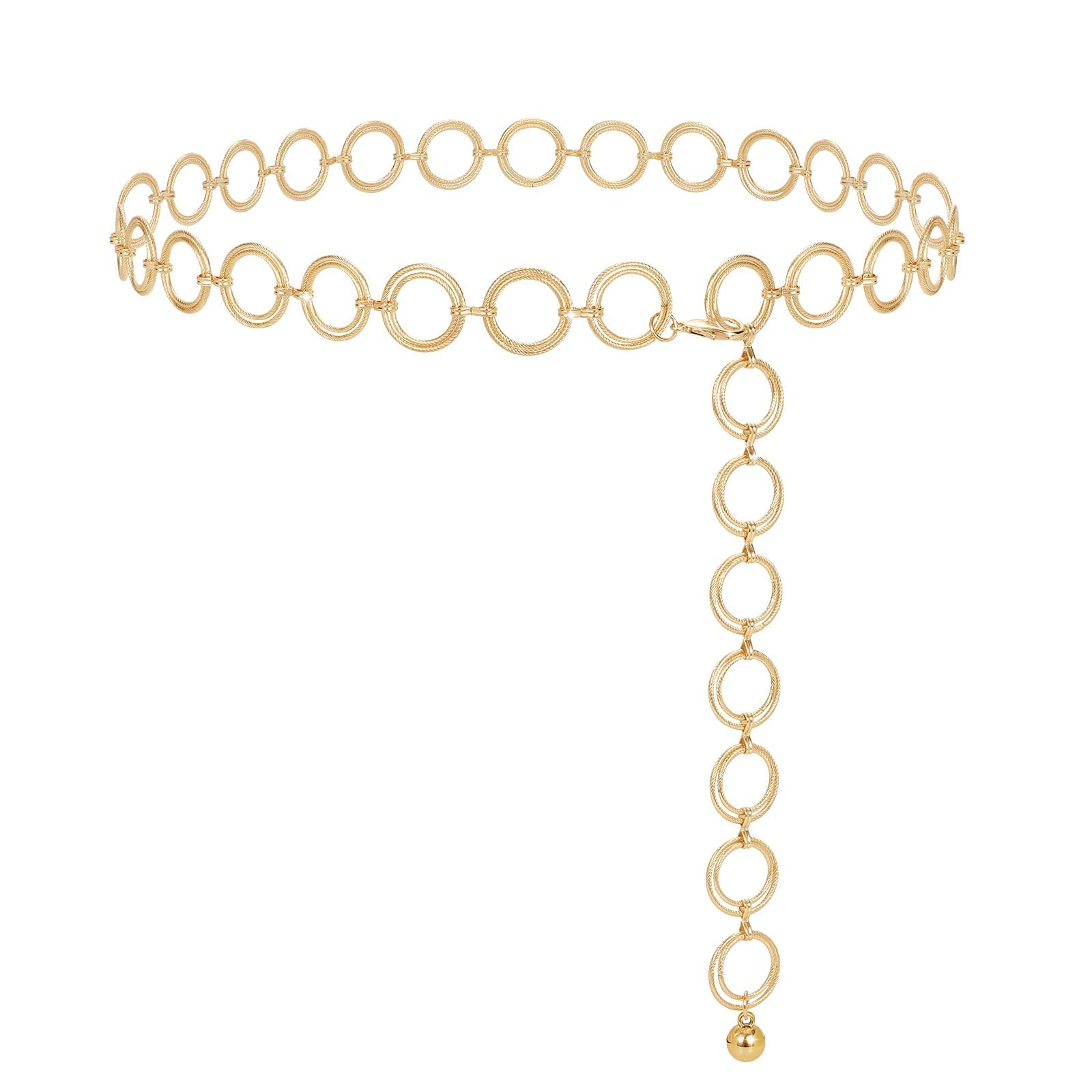 Women Multilayer Gold Silver Metal Link Body Chain Belt Ladies Waist Chain Belts for Jeans Dress