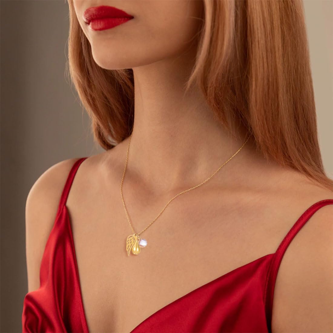 Pet Loss Sympathy Gift Animal Urn Necklace for Ashes Fur Angel Wing Charm Birthstone Crystal Memorial Cremation Keepsake Jewelry for Pet Owners - Image 2