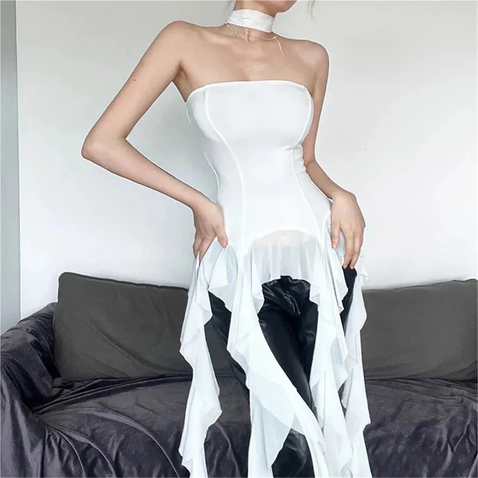 Top con Frange Nappe Irregolari da Donna Camicie estive Streetwear Casual Slim Top Moda Club Party Hot Girl