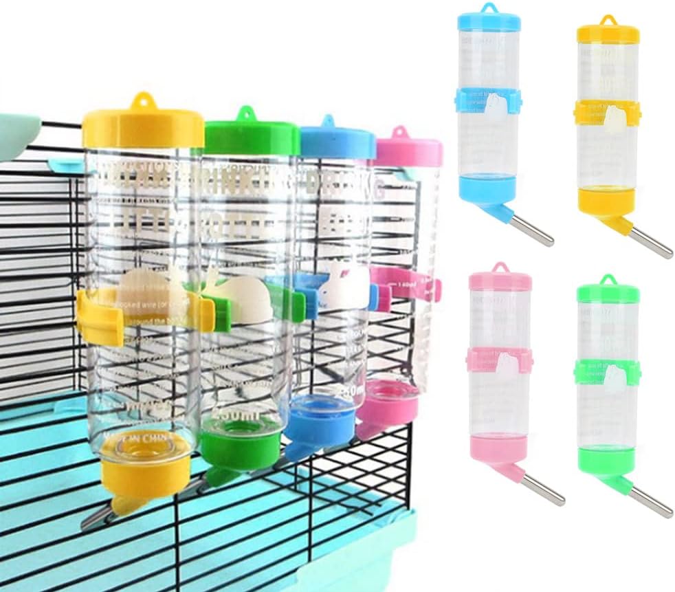 Hamsters Water Bottle, Automatic No Drip Hanging Water Feeder Dispenser for Small Animals Guinea Pig Rat Rabbit Dwarf Gerbil Chinchilla(125ML)
