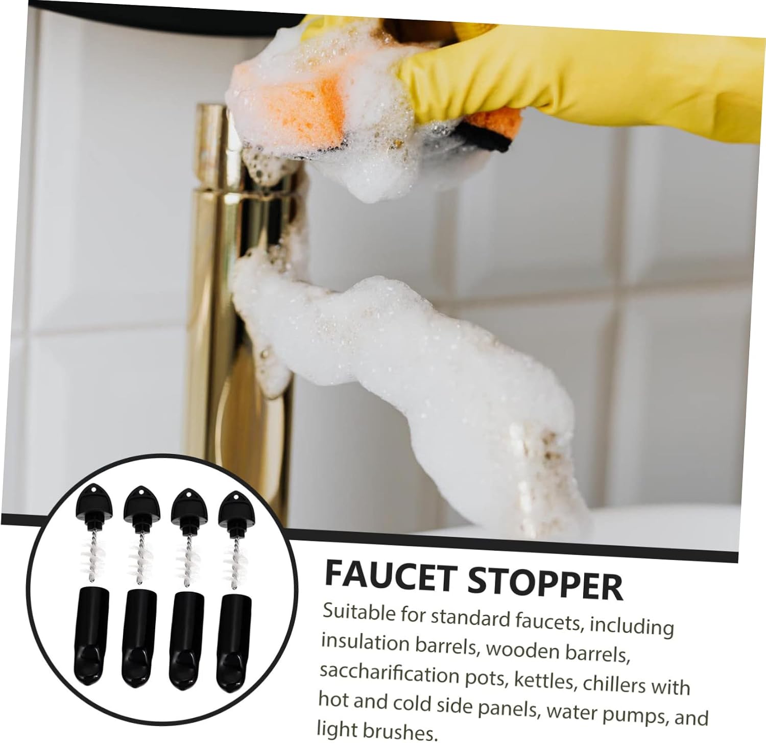 KICHOUSE 1set Draft Faucet Covers Kit Beer Tap Plug and Cleaning Brush for Home and Bar Use Soft Sealing Fits Kegs Includes Tap Covers and Brushes Easy to Clean and Maintain
