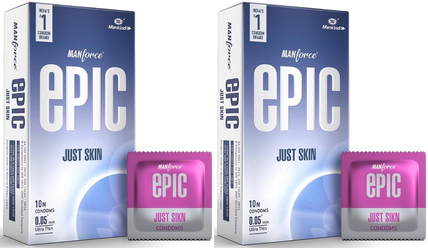 Manforce Epic Just Skin Ultra Thin Condoms – 0.05mm, Natural Feel, 10 Sheets | India’s No.1 Condom Brand | Pack of 2-picture-17