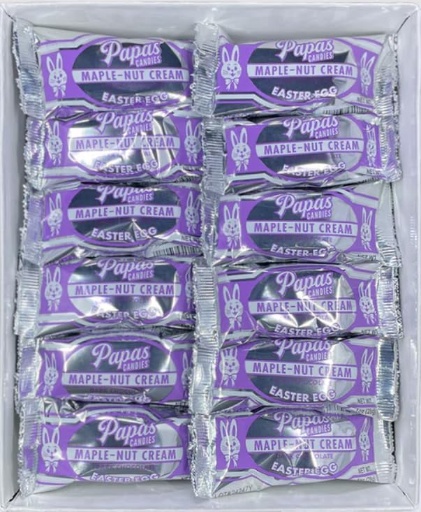 Papas Dark Chocolate Covered Maple Nut Creme Eggs 24ct Box