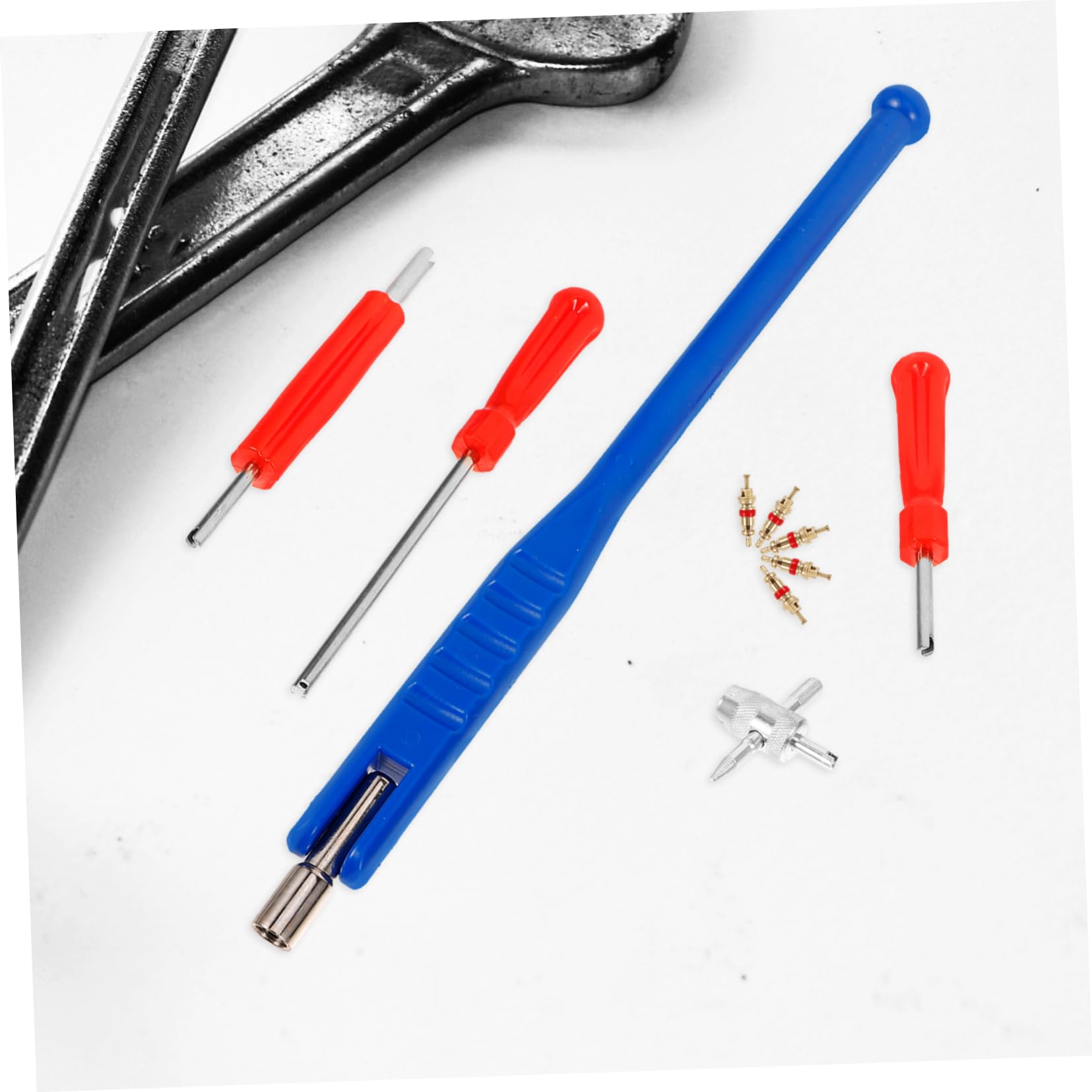Mikinona 1Set Valve Stem Removal Tool Tire Valve Core Installer Puller Kit for Tubeless Tire Repair Durable Valve Tool for Passenger Motorcycles and Trucks