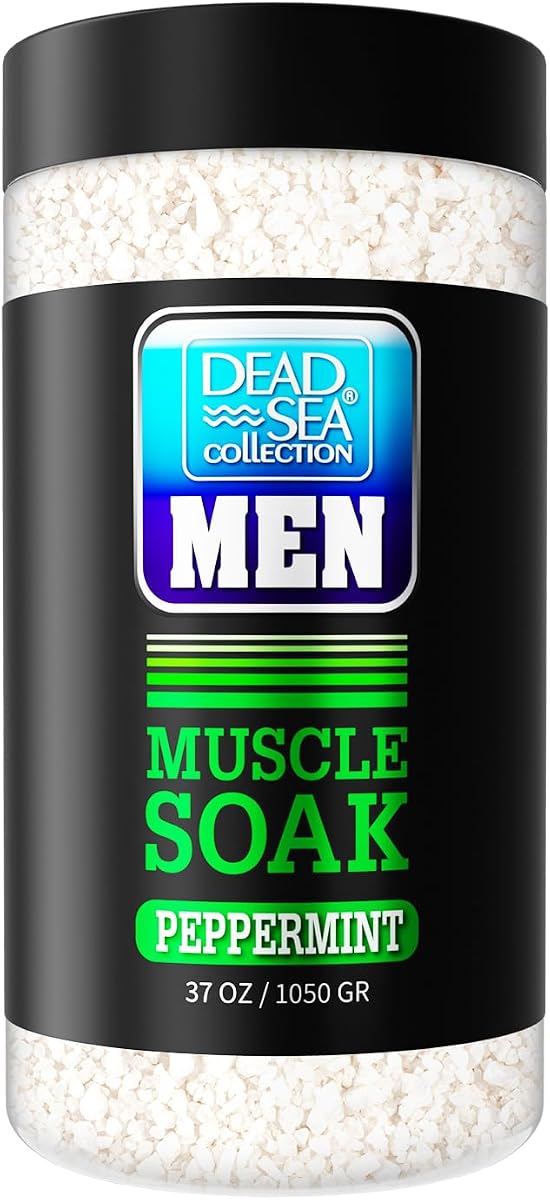 Dead Sea Collection Bath Salts for Men with Peppermint Oil – Refreshing Soak for Muscle Recovery and Relaxation – 100% Pure Dead Sea Salt Infused with Essential Minerals – 37 Oz Jar