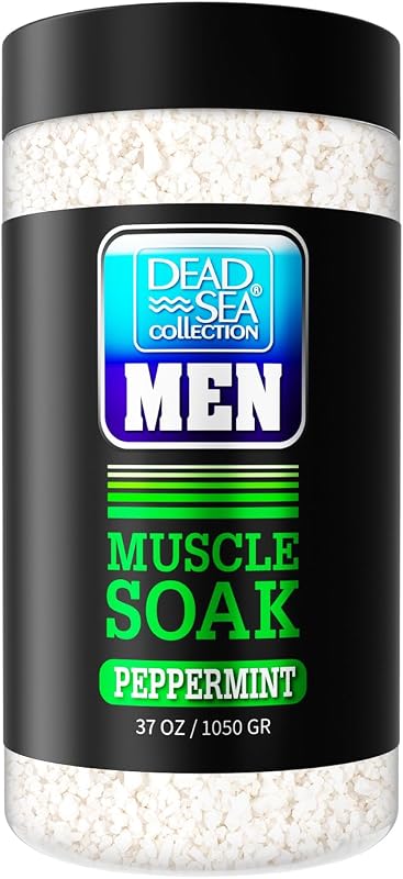 Dead Sea Collection Bath Salts for Men with Peppermint Oil – Refreshing Soak for Muscle Recovery and Relaxation – 100% Pure Dead Sea Salt Infused with Essential Minerals – 37 Oz Jar