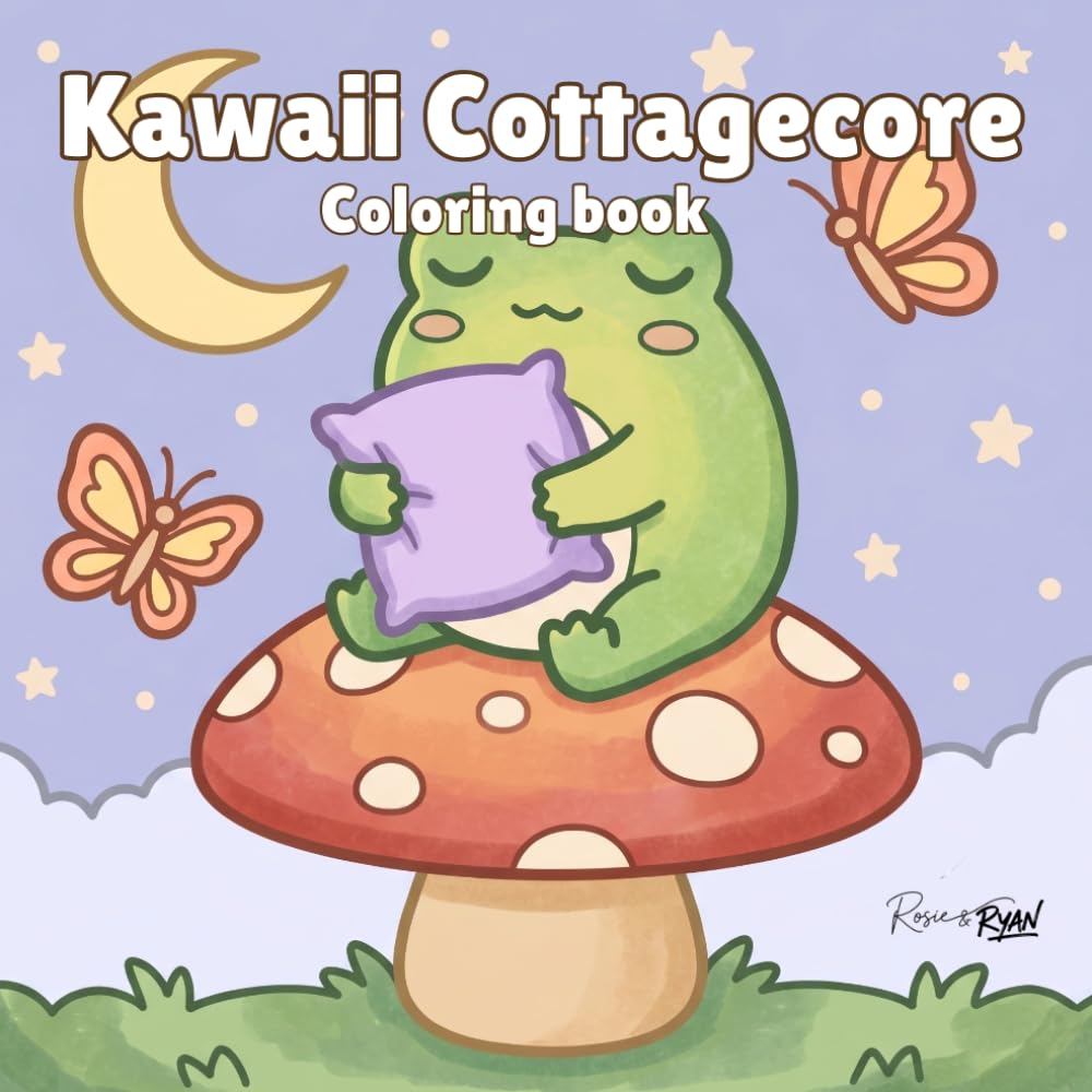 Kawaii Cottagecore Coloring Book: 30 Cute & Cozy Forest Friends Scenes for Adults and Teens
