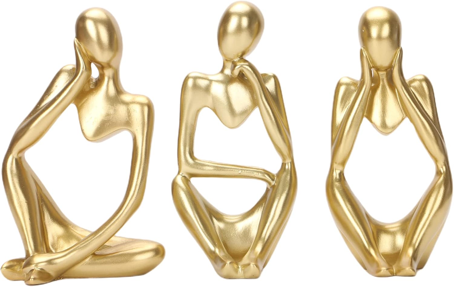 Gold Decor Thinker Statue Set Abstract Modern Sculpture
