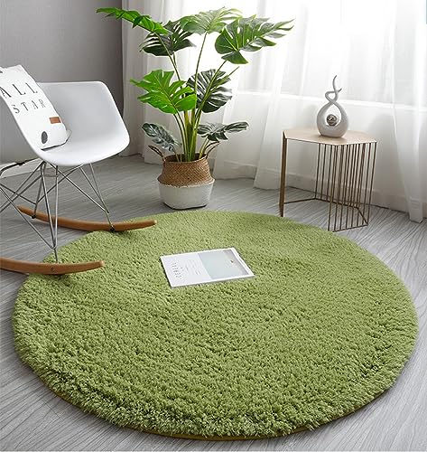 Alfombra redonda suave y lanuda de 160 x 160 cm para sala de estar, cocina, dormitorio, parte inferior antideslizante, alfombra circular gruesa para entrada y pasillo