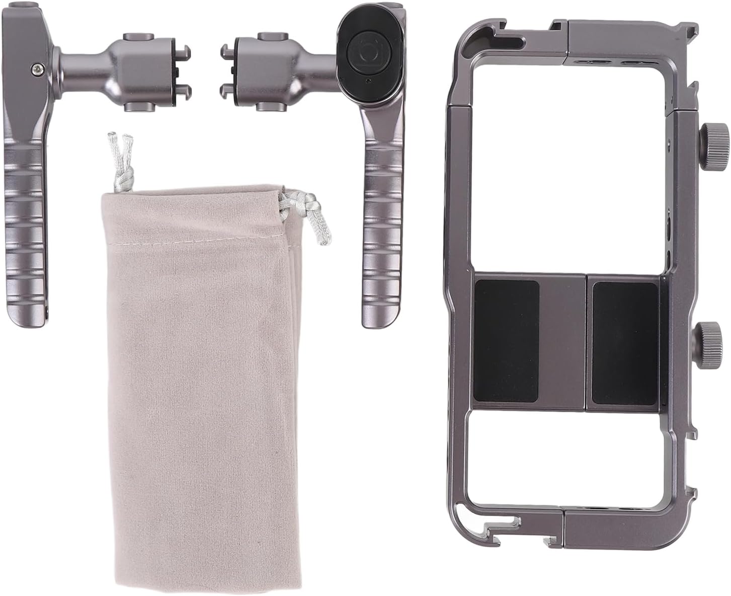 Jectse 電話ビデオリグキット、ハンドヘルド電話ケージ、2つのハンドルスタビライザーリグ、コールドシューマウント、1/4インチ3