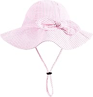 Vista 1 de Sombrero de sol para bebé niña con UPF 50+ sombrero de playa ajustable para exteriores con ala ancha