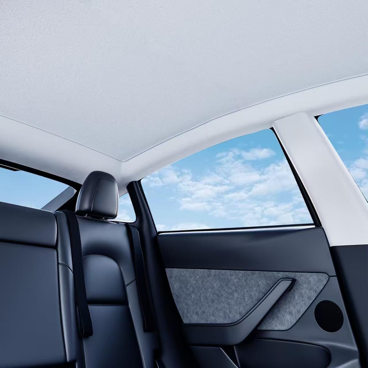 Tesla Model Y Sonnenschutz Glasdach. Nano Hitzeschutz UV faltbar Innenraum Grau. 2020-2025.