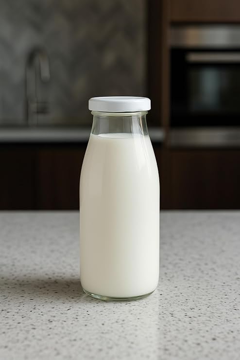 2 Adet Plastik Beyaz Kapaklı 500 ml Sürahi Süt, Ayran, Su, Limonata Meşrubat Şişesi Cam Şişe 500cc