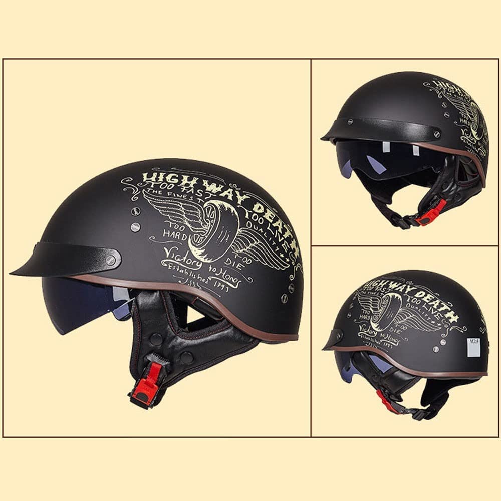 Adult Retro Motorcycle Half Helmet Cruiser Chopper Biker Open Face Motorbike Crash Helmet ECE/DOT Approved Adult Scooter Helmet For Men And Women - View #6