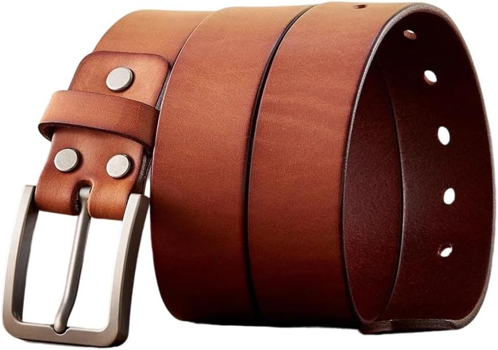 Men's Leather Belt - 3.8 cm Wide Cowhide with Alloy Buckle for Casual, Business and Jeans