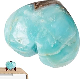 Amazonite Love Stone | Crystal Heart Love Stones | Stylish Crystal Romantic Heart Love Stones, Polished Positive Love Stones for Desk, Fish Tank