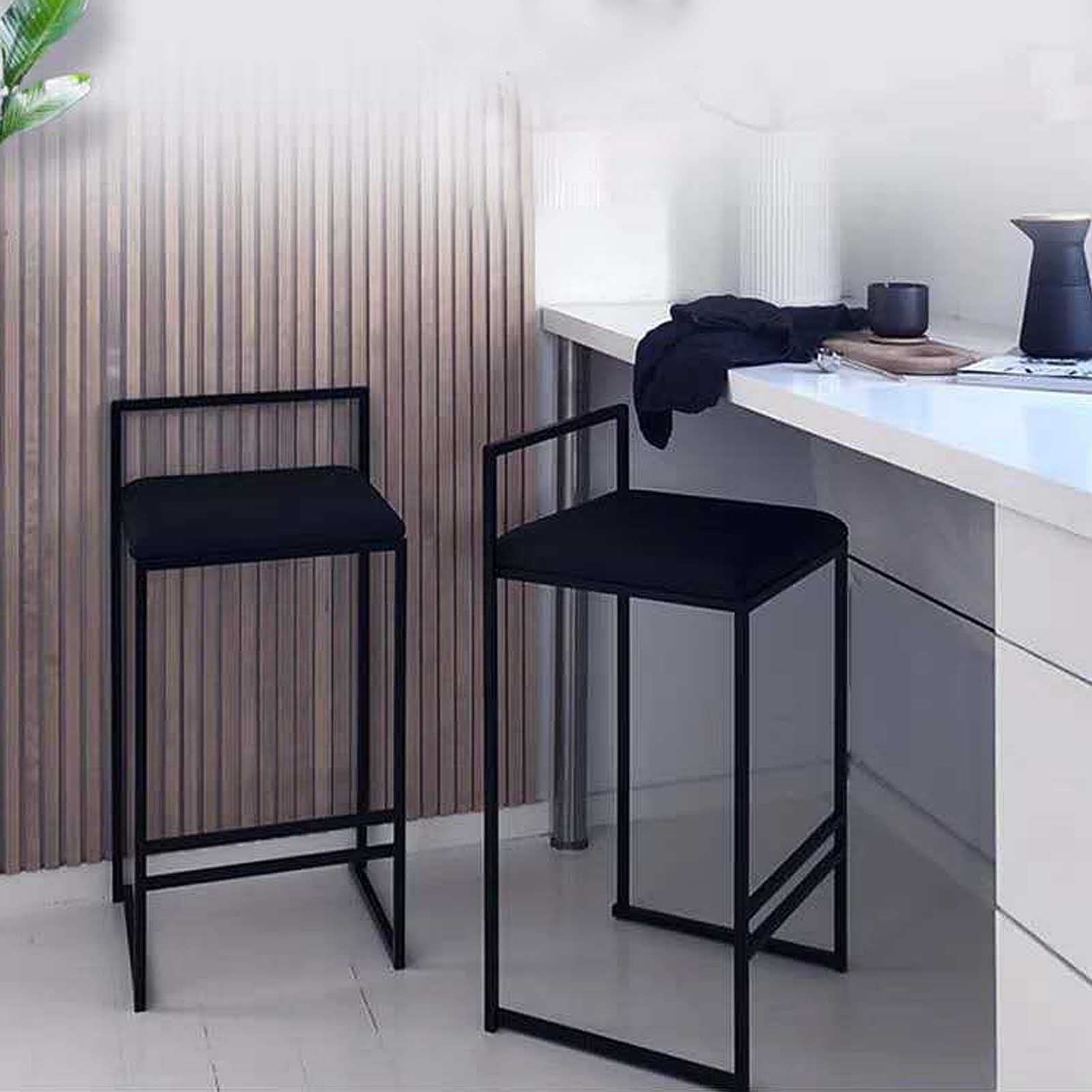 Set de 2 tabourets de bar en métal avec assise rembourrée confortable