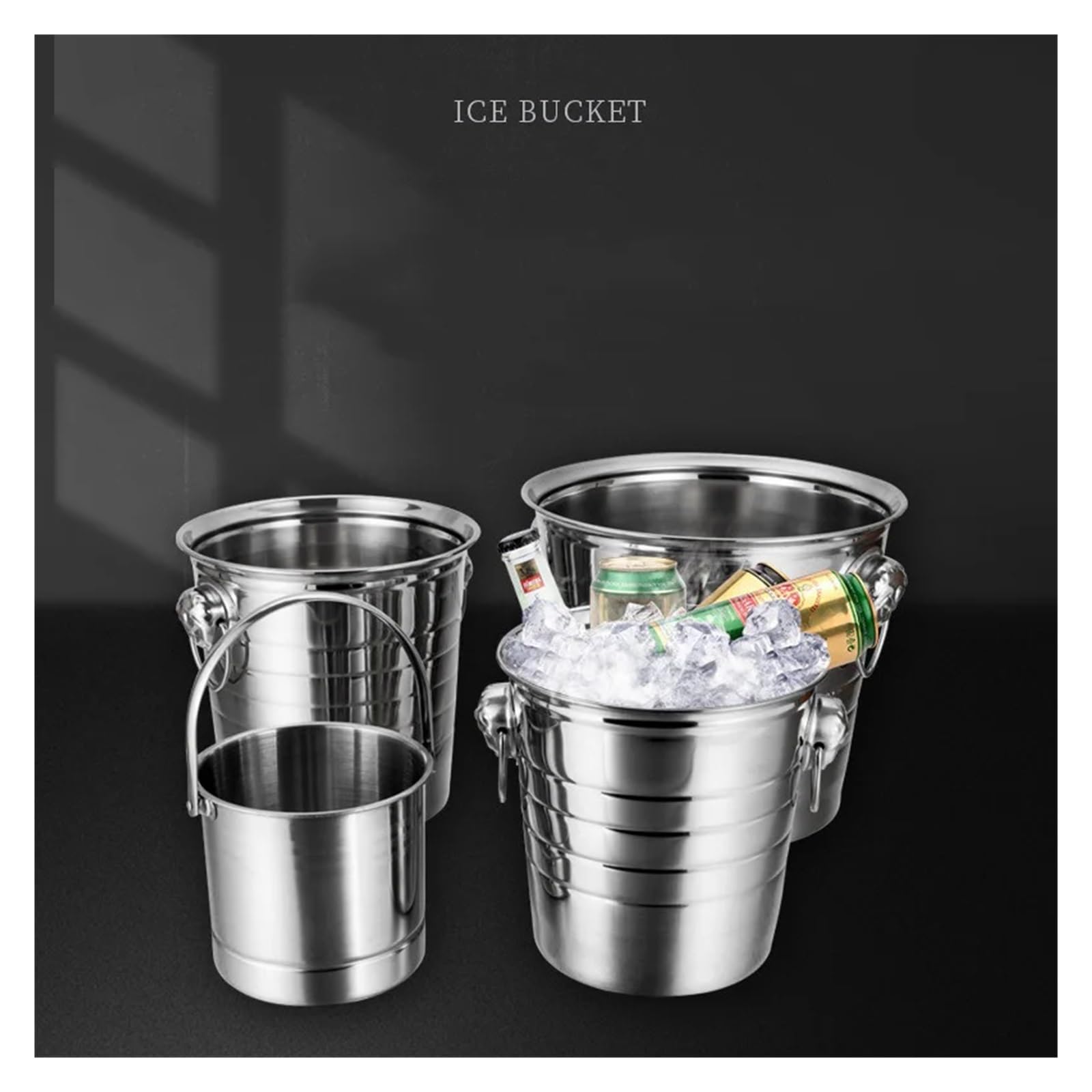 Secchiello for Ghiaccio in Acciaio Inox da 3/5L, refrigeratore for Vino e Birra, Produttore di Ghiaccio per Feste ed Eventi(A-1L)