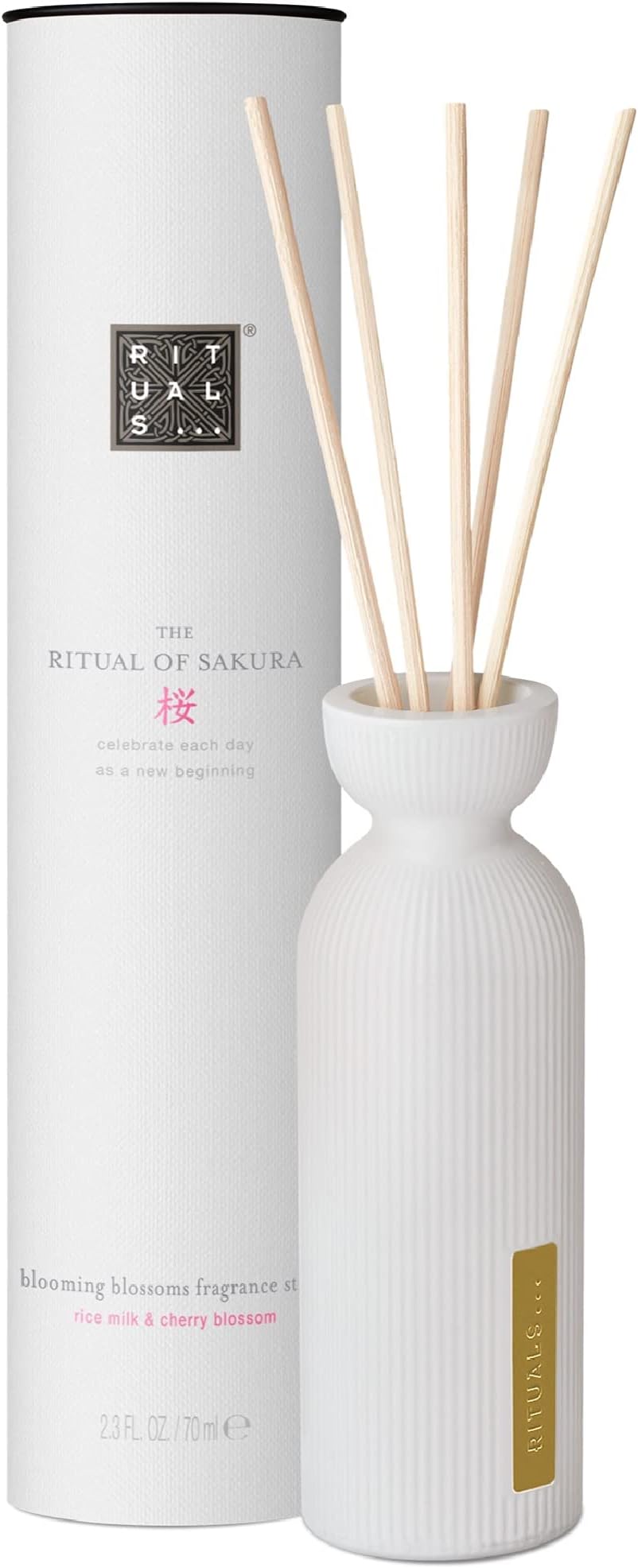 Reed Diffuser Sticks from The Ritual of Sakura, 70 ml - With Rice Milk & Cherry Blossom - Renewing Properties