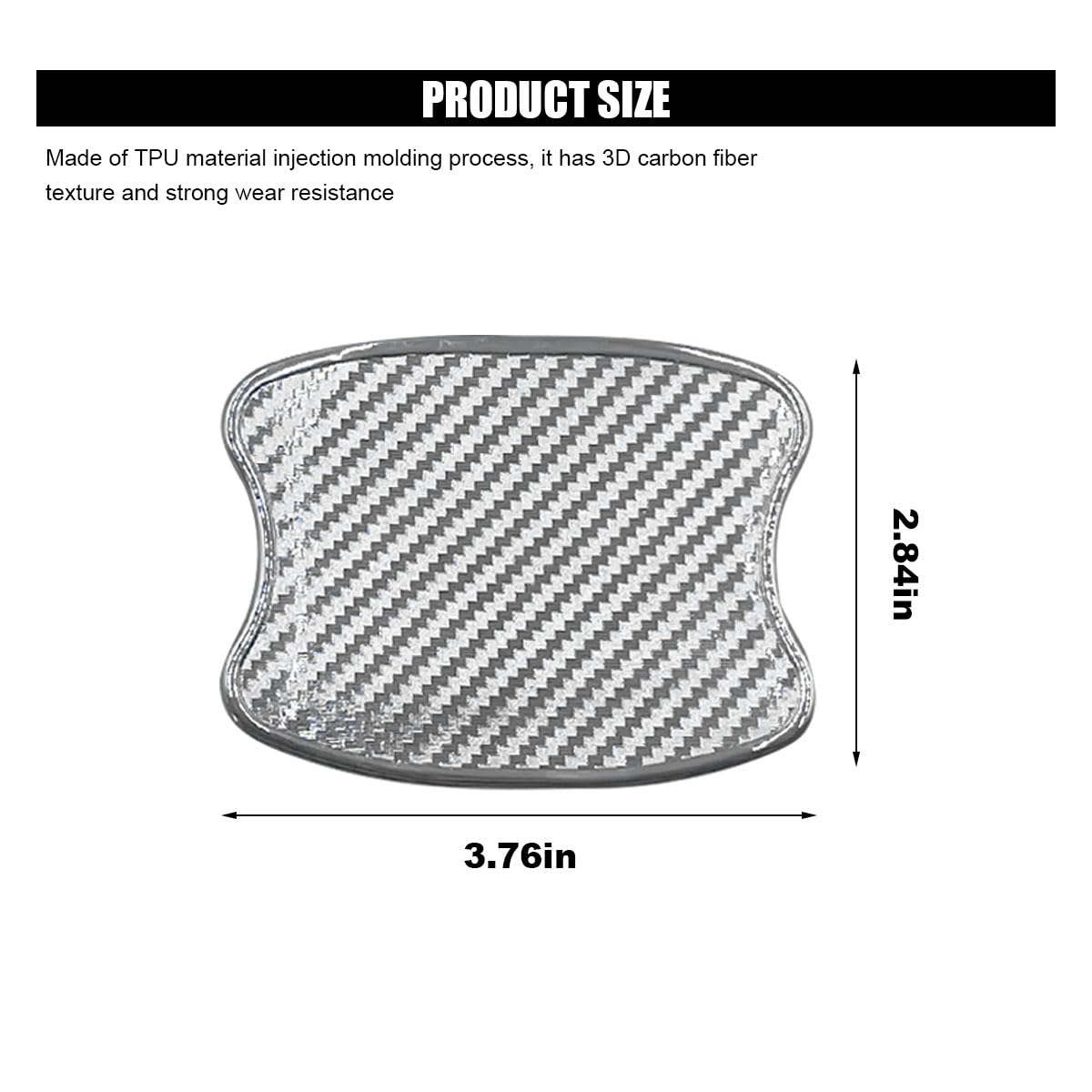 4PCs Car Scratch Protectors, TPU Carbon Fiber Door Bowl 3D Sticker, Universal Protective Film for Most Cars (Small-Silver)