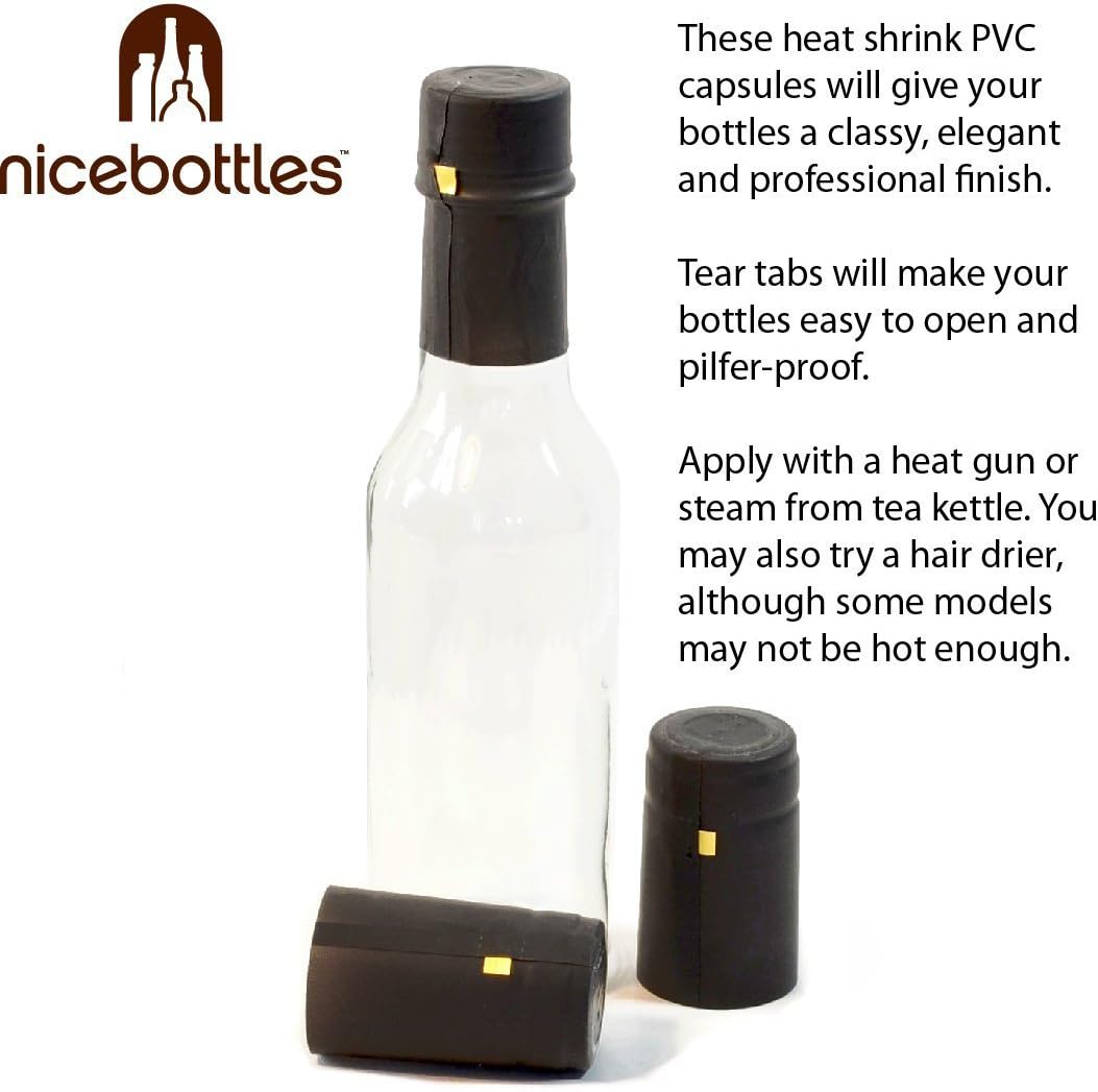 nicebottles Hot Sauce Bottles, 5 Oz, 24 Pack – Bundled with 30 Black Shrink Capsules