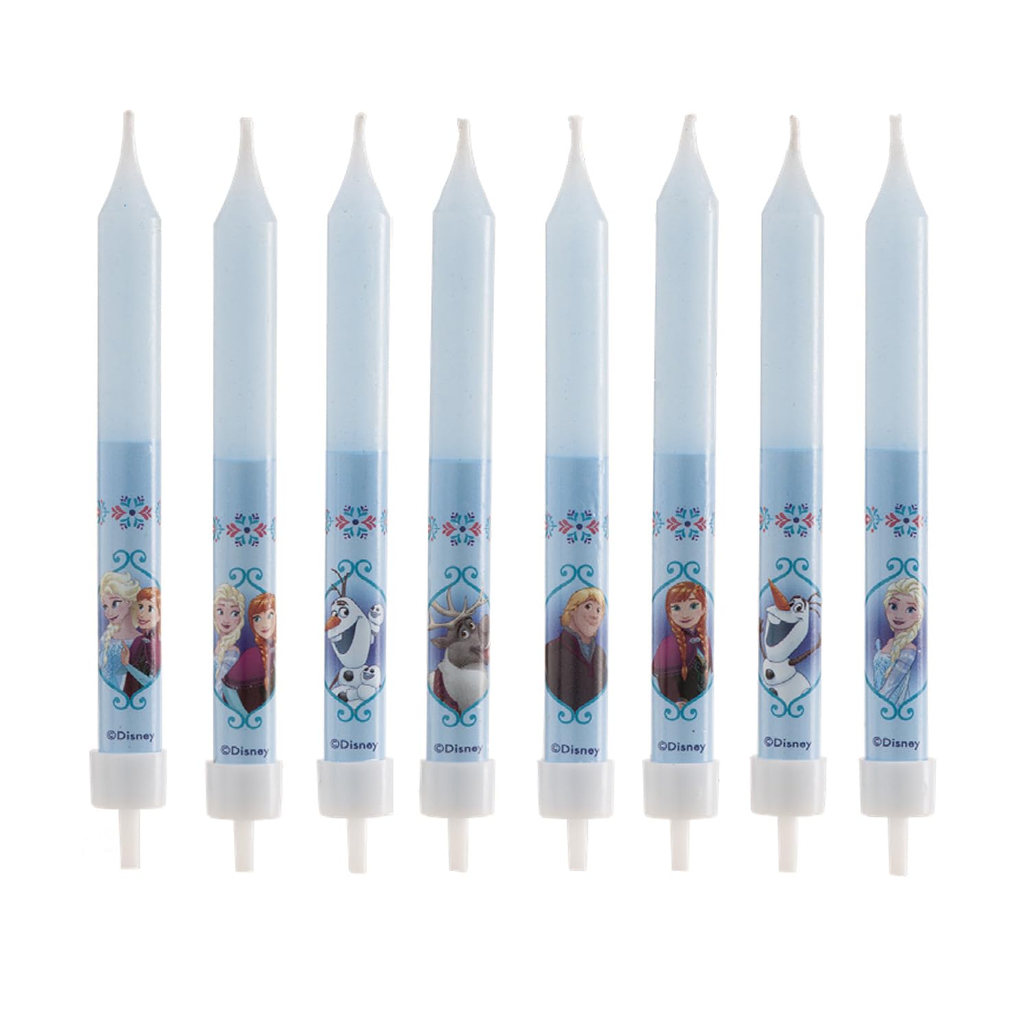 dekora Set of 3D Frozen for Children's Cakes-8 Decorative Birthday Candle, Wax, Multicoloured, Standard Size