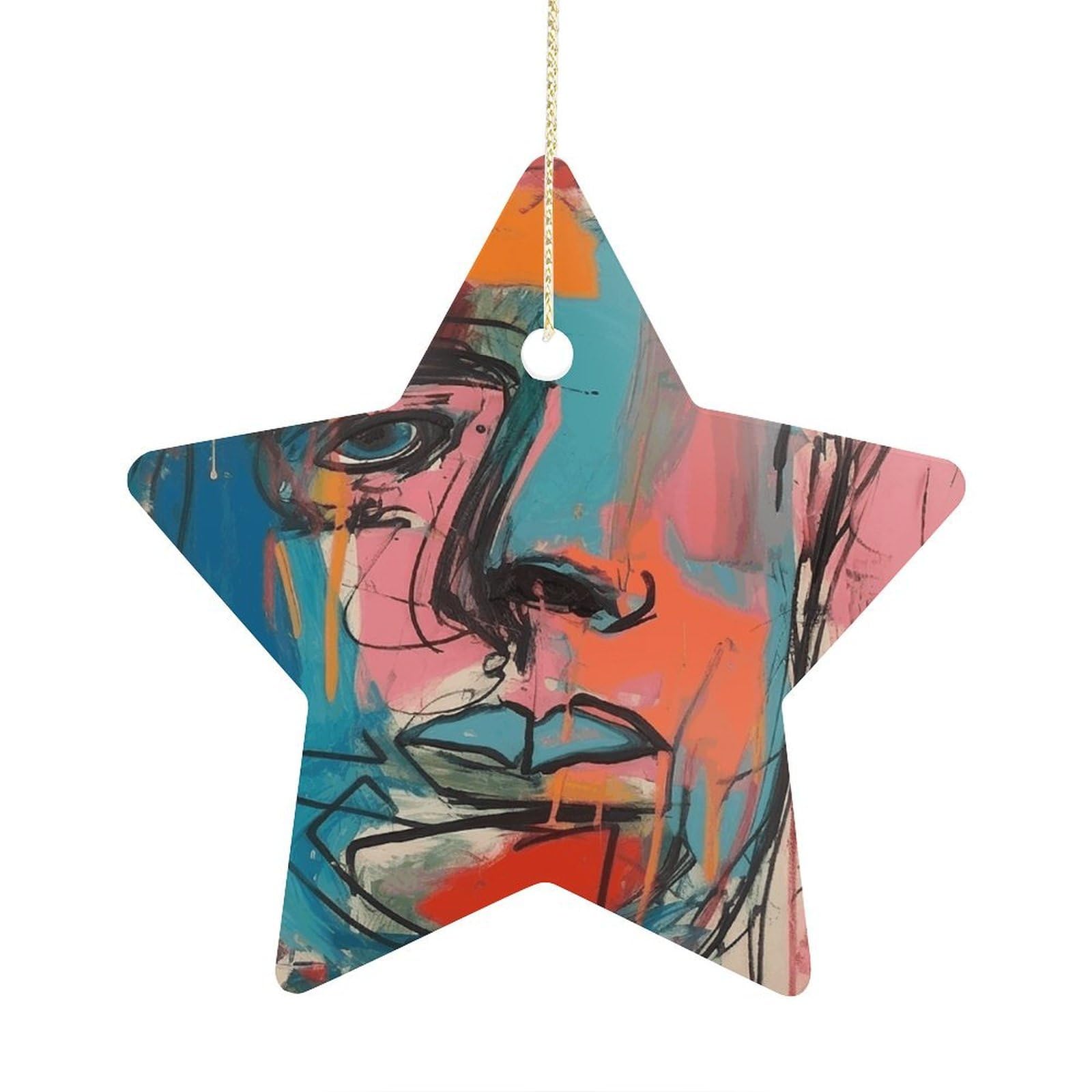 Fodpand Women's Style Face And Color Ornament With String, Keepsake Hanging Decorations,Ceramic Ornaments For Men Indoor Home Holiday Party Gifts