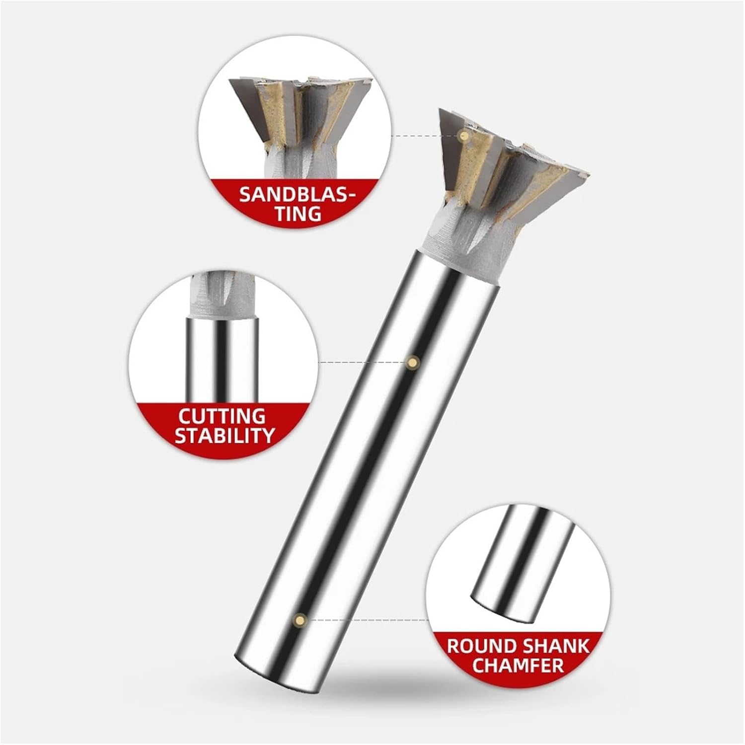 Dovetail Groove Milling Cutter 45°/55°/60° Straight Shank Hard Tungsten Steel 16MM 20MM(60°,50D-20d-6T)