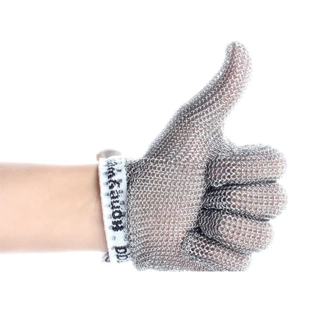 Guantes Resistentes al Corte de Malla metálica, Guantes de Trabajo de protección de Clase 9, cómodos y Transpirables, universales for Mano Izquierda y Mano Derecha (Size : 1pcs/S)