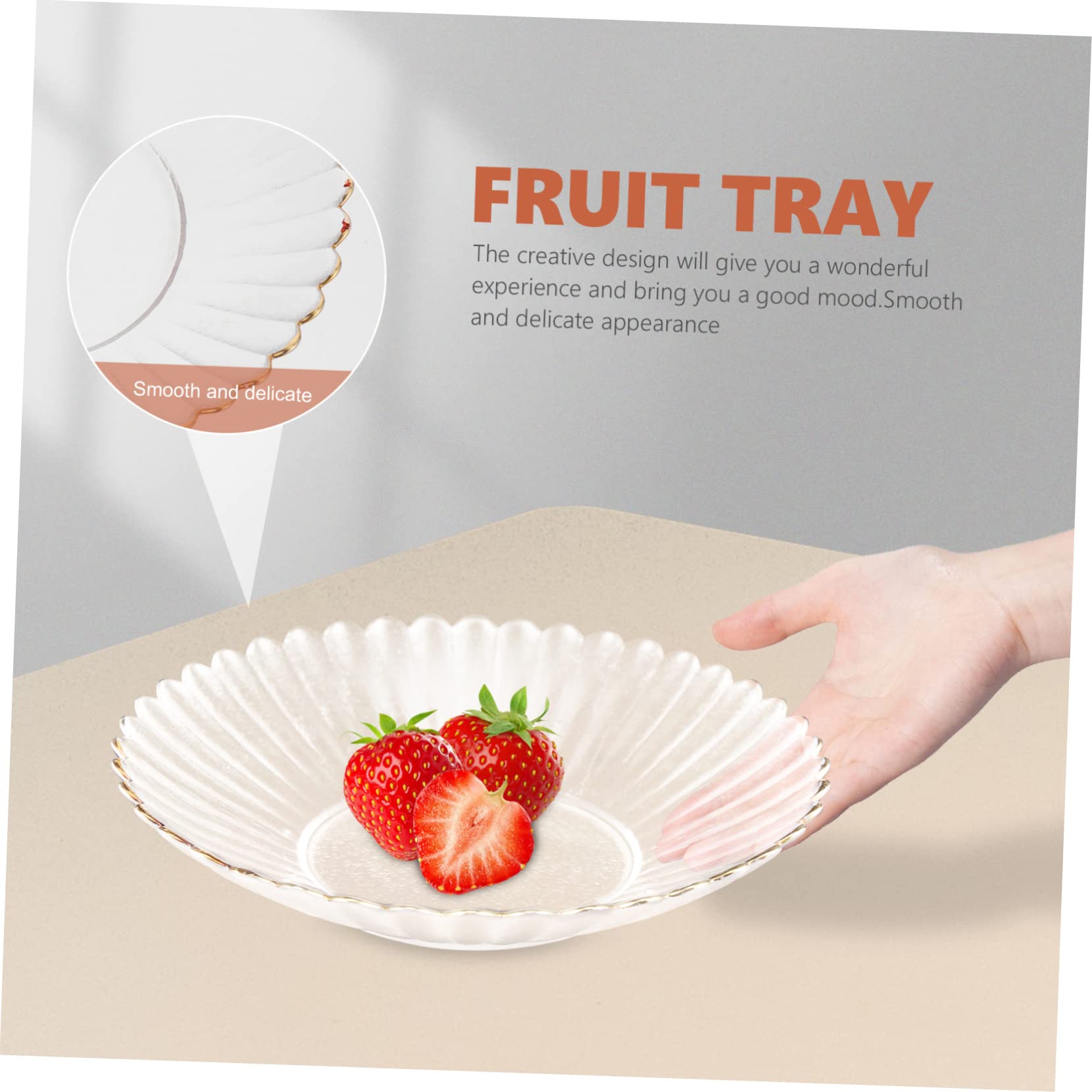 Vassoio Decorativo per Frutta in Cristallo, piolo, Piatto per Caramelle Rifinito, Vassoio per Alimenti da servire per Matrimoni e per Uso in tavola