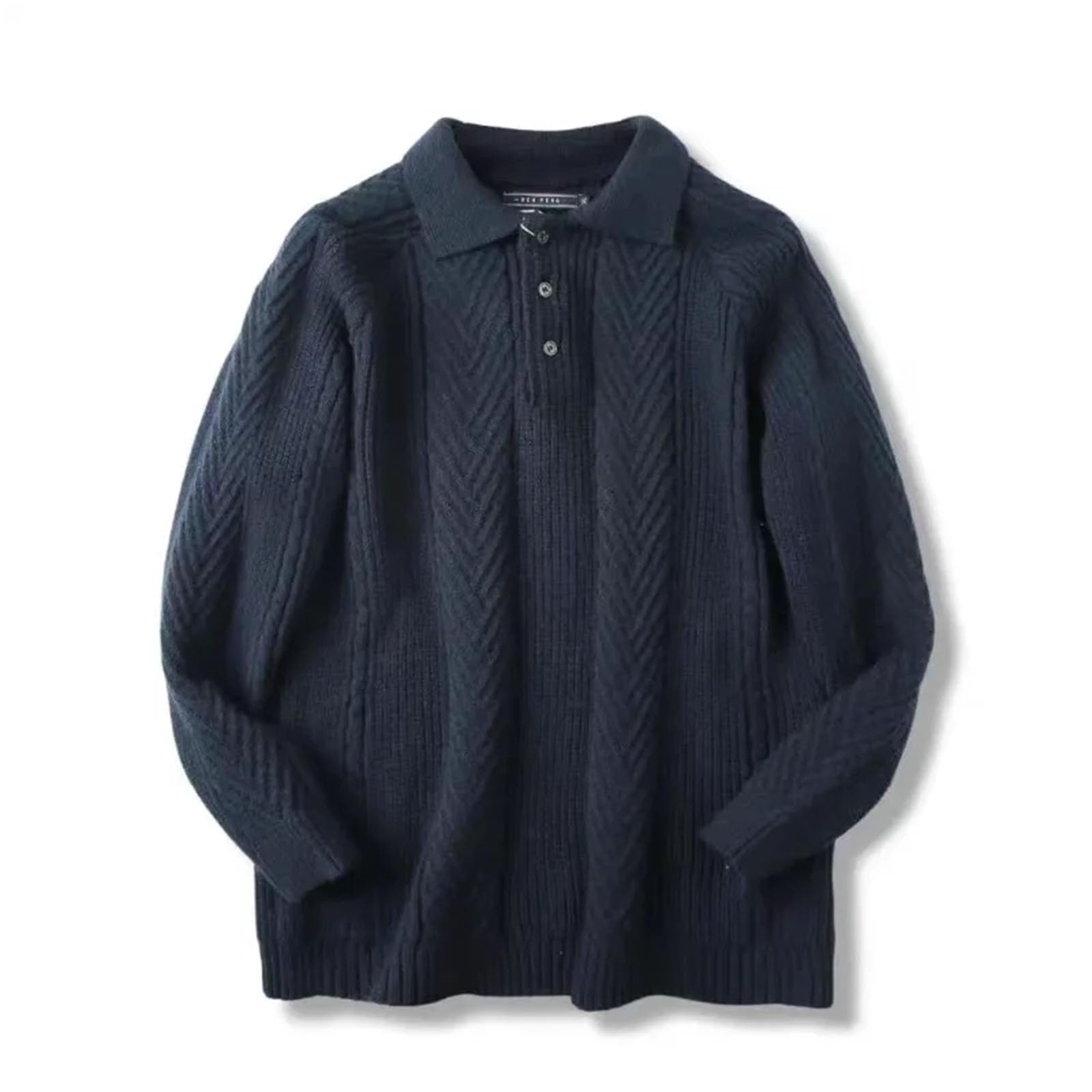 Uomini Casual Manica Lunga Risvolto Maglione Retro Light Maturo Polo Camicia Maglia