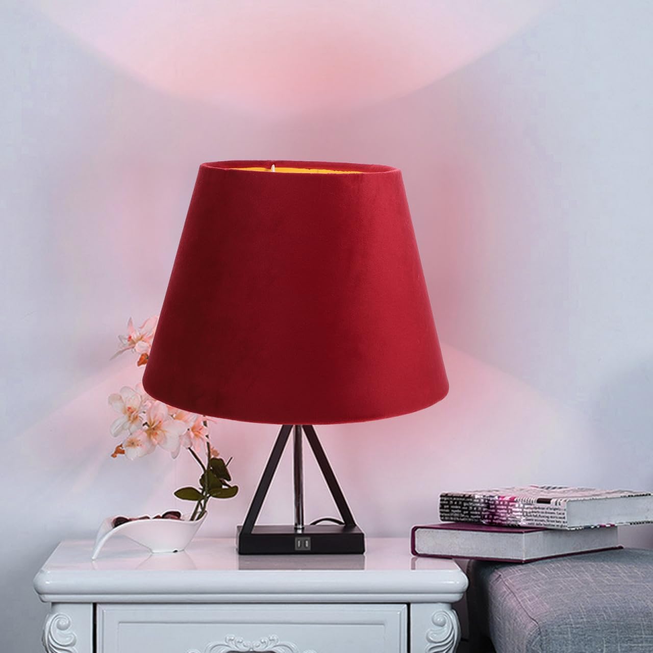 DOITOOL E27 Lamp Shade for Table Lamp, Red Lamp Shade, Barrel Cloth, Small s for Floor Light Ceiling Light Covers, Replacement for Bedroom Living Room Decor