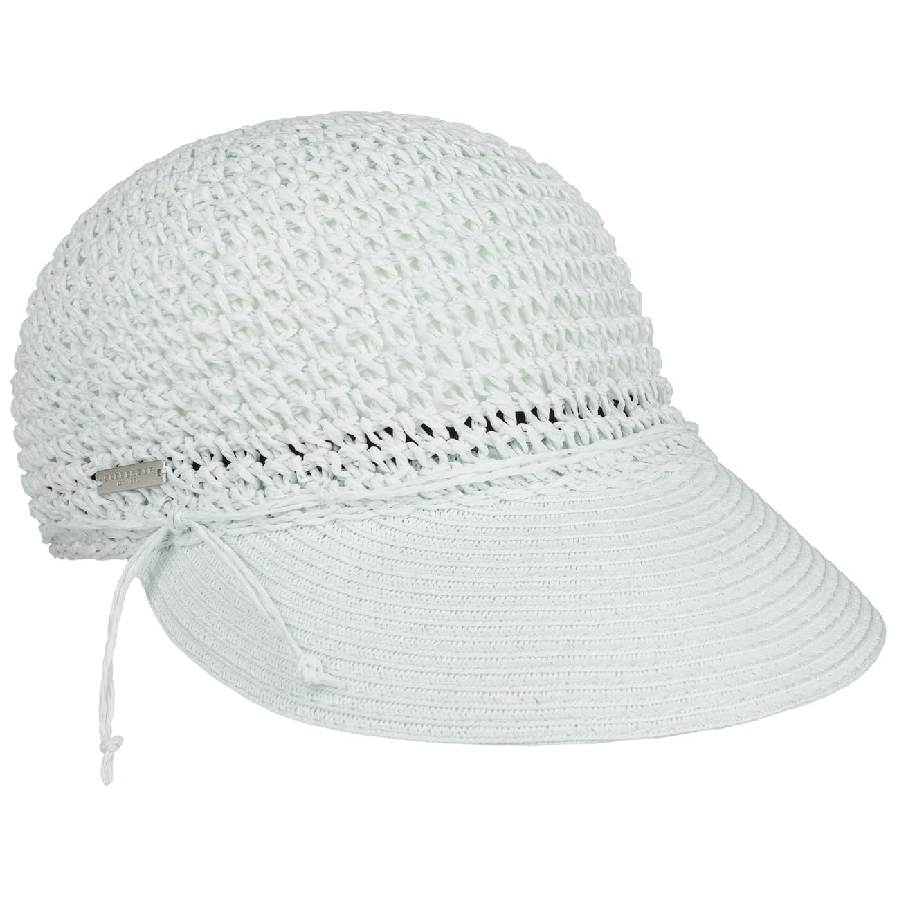 Seeberger Uni Rollable Crochet Cap Women - Sun Summer Visor with Peak Spring-Summer - One Size Mint Green