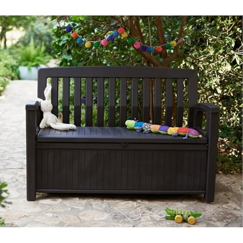 Keter Baúl de jardín Patio Storage Bench, 227 litros, 132,7 x 63,5 x 89,5 cm, grafito - imagen 2