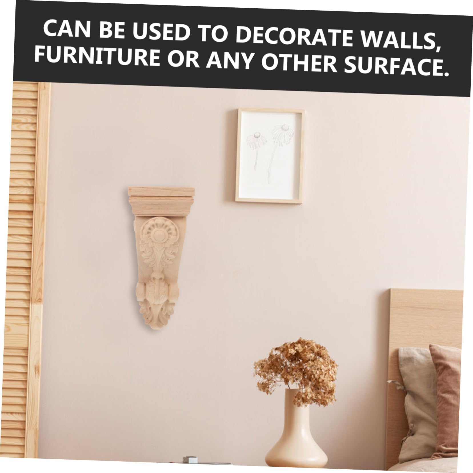 Uonlytech 2piezas Moldura De Esquina De Madera Decorativa Para Interiores Apliques Tallados Estilo Europeo Adorno Elegante Para Sala De Estar y Muebles Fácil De Pintar y Personalizar