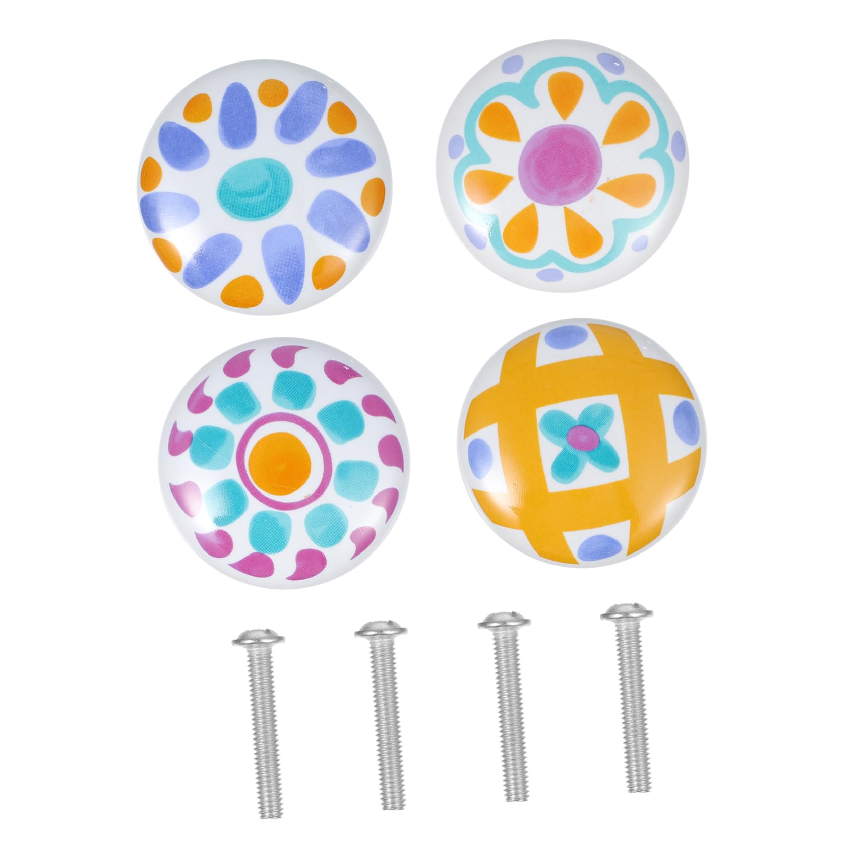 Angoily Drawer Handles for Dresser 4pcs Cartoon Ceramic Single Hole Round Easy to Install Durable