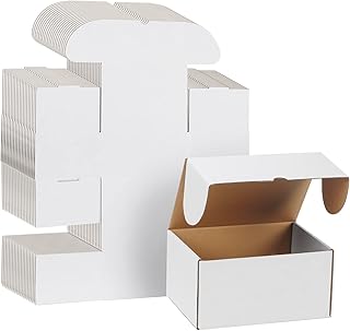 WIFTREY 8x6x4 Small Shipping Boxes 25 Pack for Mailing,Packing, White Corrugated Cardboard Boxes for Small Business