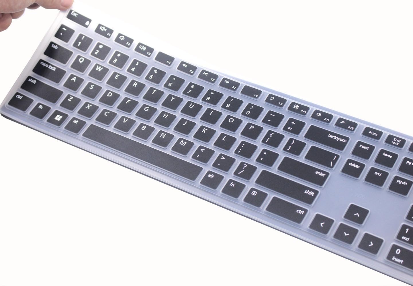 Silicone Keyboard Cover Skin Compatible for Dell Pro KM5221W KB500 Keyboards & Dell Wireless Bluetooth Keyboard KM7321W (Black)