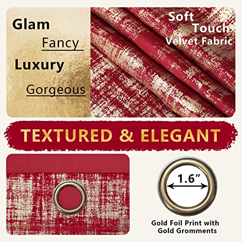 Red Curtains 96 Inches Long For Living Room 2 Panels Grommet Lush Elegance Gorgeous Romantic Retro Vintage Hotel Oriental Chinese Style Decor Rich Noble Drapes For Bedroom Dining Room,96 Inch Length #TOP5