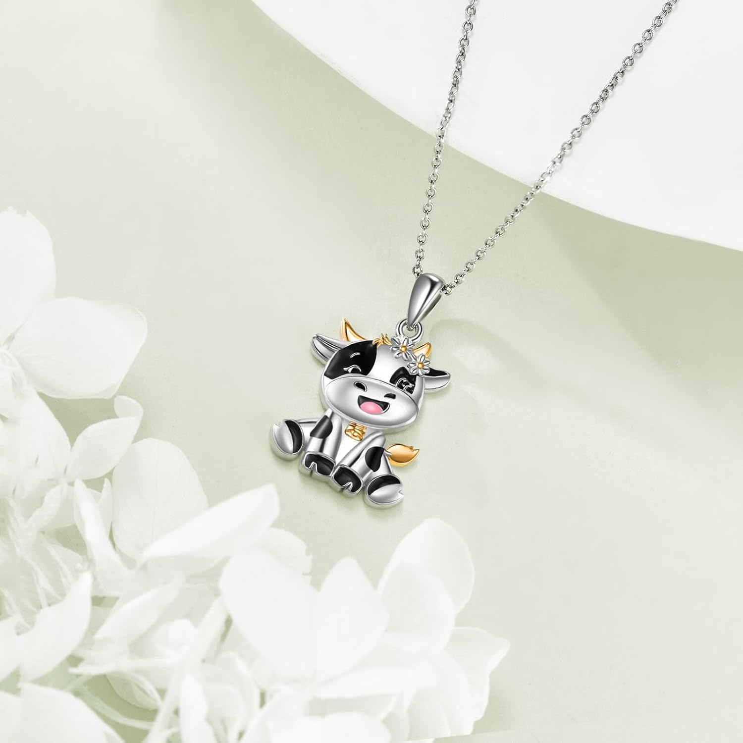 Cow Necklace 925 Sterling Silver Cow Pendant Necklace for Women - Image 3