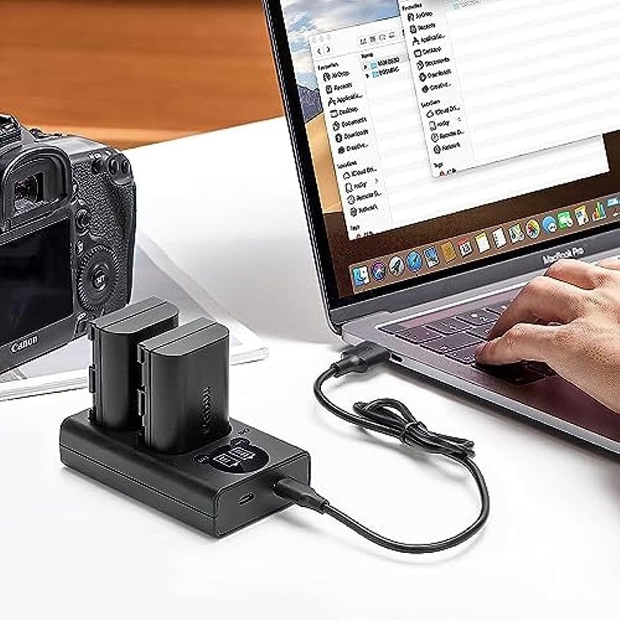 Miniatura 5 de Batería LP-E17 de doble ranura de carga compatible con Canon EOS Rebel LP-E17 para T8i, T7i, T6i, T6s, SL2, SL3, EOS M3, M5, M6, EOS 200D, 77D,