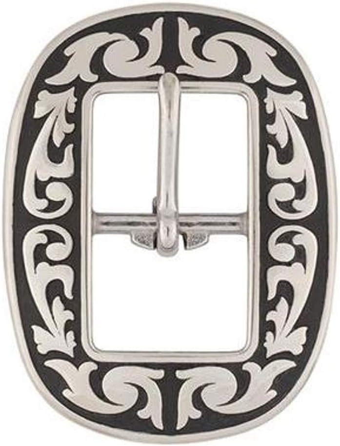 Floral Accented Oval Center Bar Buckle (1/2")